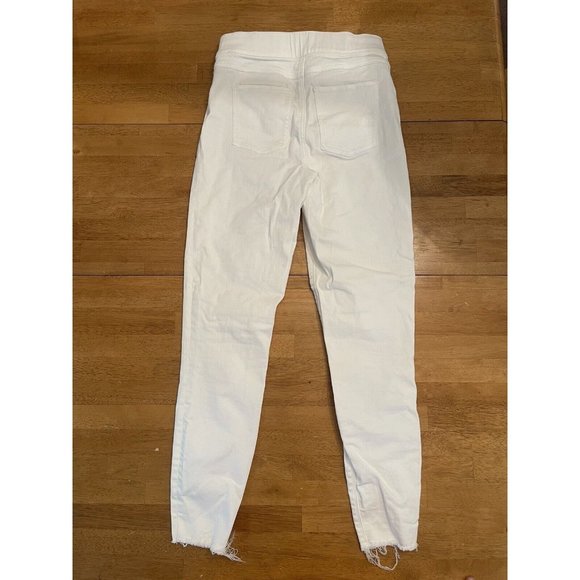 SPANX Jeans Women's S/P Pull On Skinny Distressed Raw Frayed Hem WHITE - Picture 2 of 7
